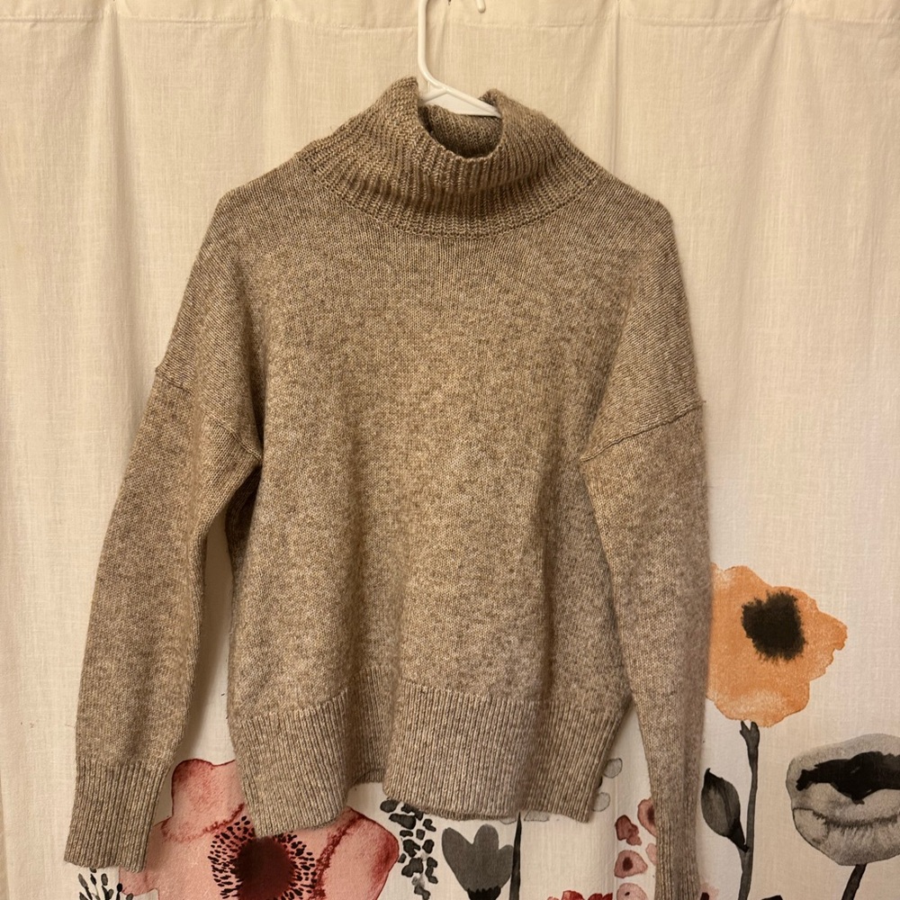 LOFT Heathered Brown Turtleneck Sweater